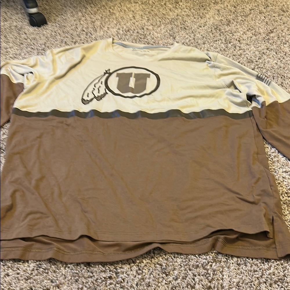 Under Armour Brown and Cream Long Sleeve Tee